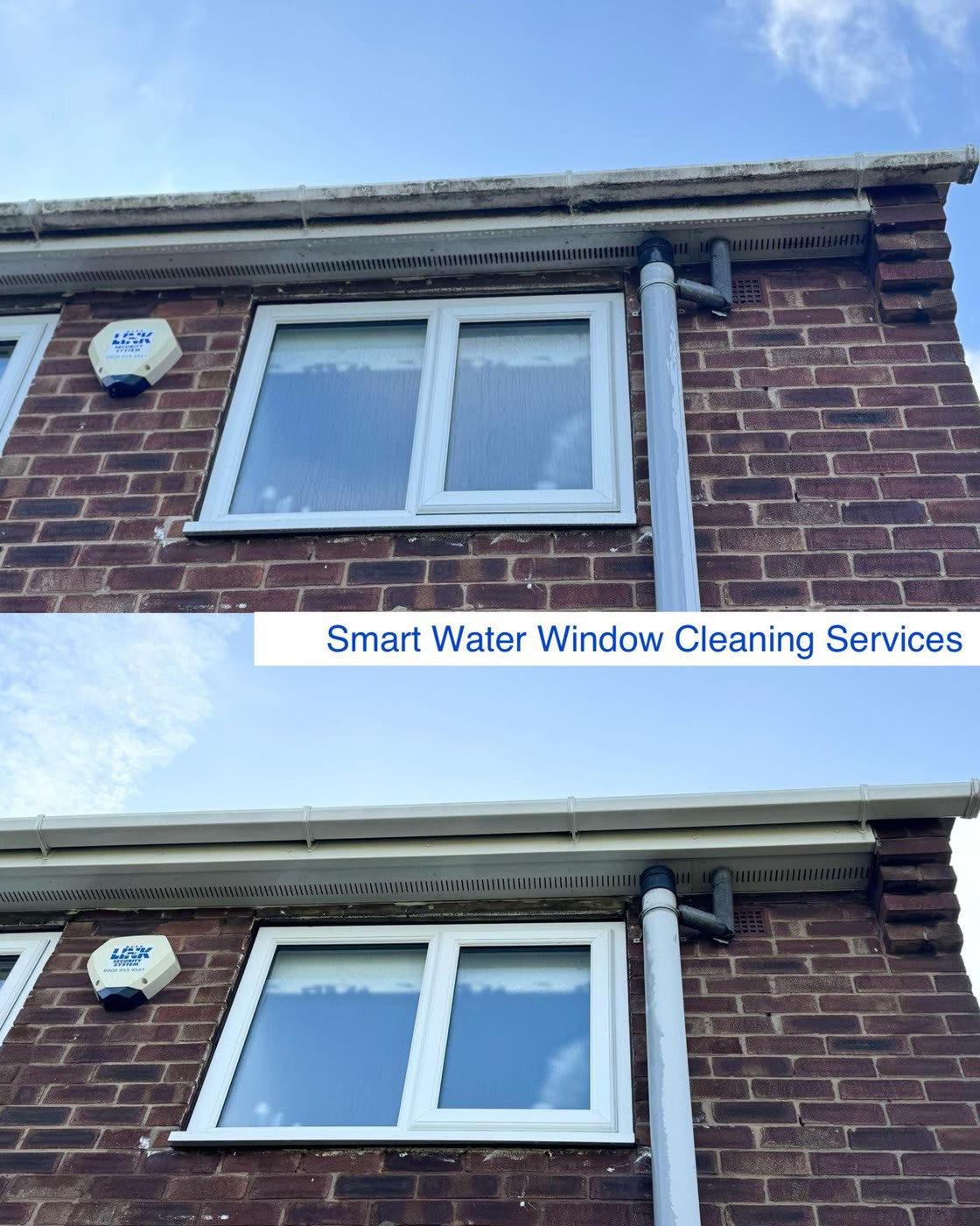 Before and after view of window cleaning